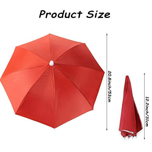 6 Pack Umbrella Hat Rainbow Umbrella Hat for Kids Adult Women, Colorful Umbrella Hat Rainbow Head Umbrella Cap for Sun 20 Inch Diameter Folding Waterproof Elastic Fishing Rain Hats for Outdoor Party Beach Hiking (Red) - 7