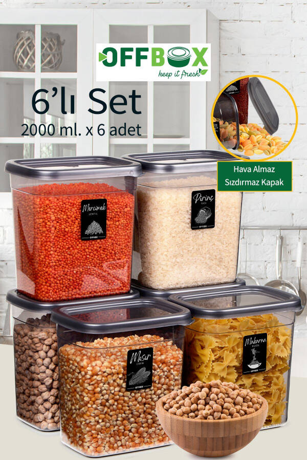 6 Piece 12 Compartment Rectangular 2 Liter Food Storage Container Dowry Set with 20 Labels - 17