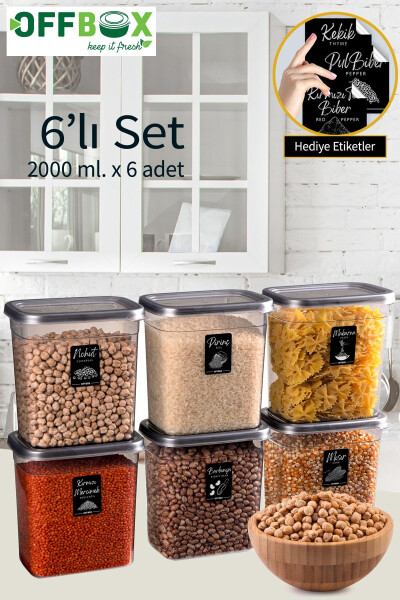 6 Piece 12 Compartment Rectangular 2 Liter Food Storage Container Dowry Set with 20 Labels - 18