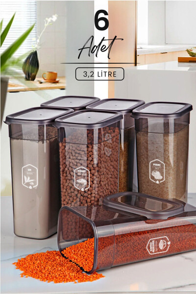 6-Piece Mega Boy Labelled Rectangular Food Storage Container Set 3200ml Tea Sugar Storage Container 3.2 Litre - 4