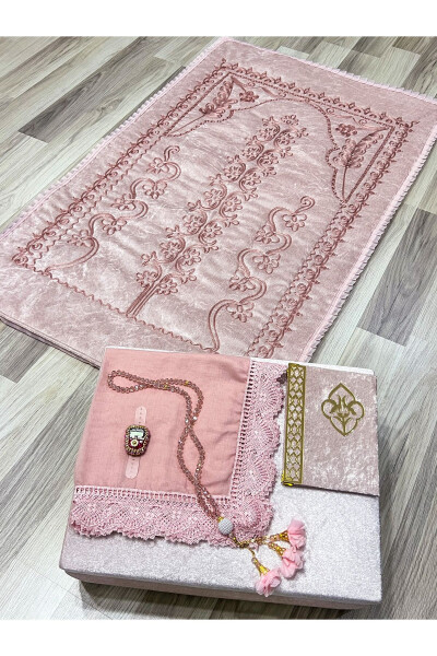 6-piece velvet prayer rug set, dowry chest with bride and groom set - 2