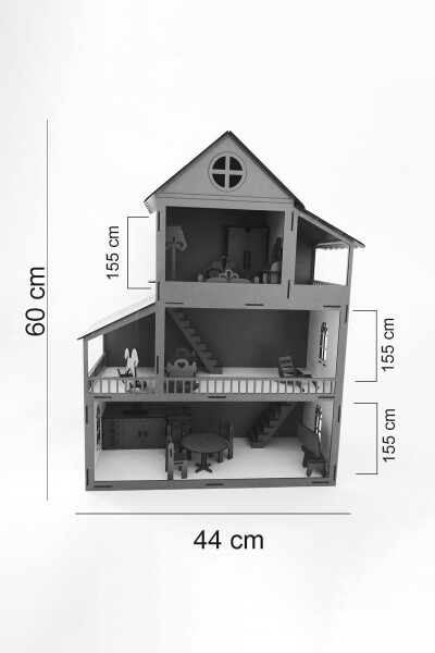 60 Cm Isimli Işıklı Ahşap Oyun Evi (SARI) - 9