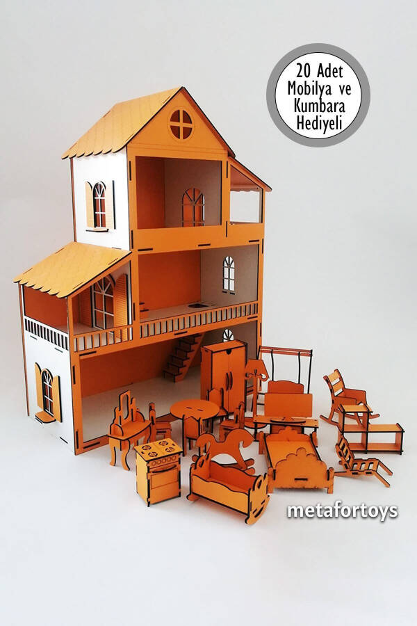 60 Cm Named Lighted Wooden Play House (ORANGE) - 7