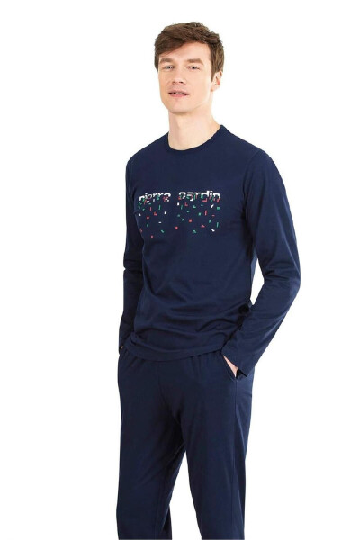 6028 Men's Navy Long Sleeve Pajama Set - 7