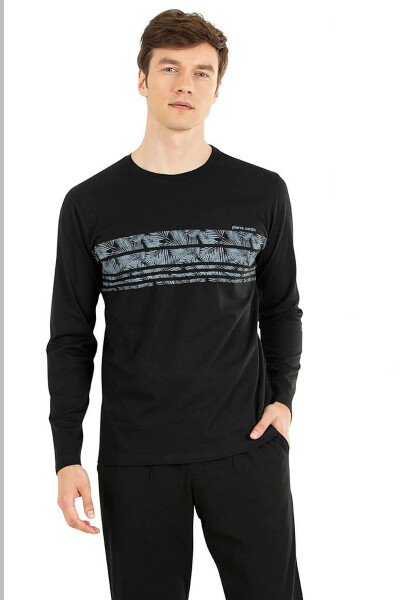 6034 Men's Black Long Sleeve Pajama Set - 4