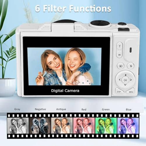 64MP Digital Camera for Photography and Video: 4K Vlogging Camera for YouTube with 3’’ Flip Screen, 18X Digital Zoom, 32GB TF Card (White) - 6