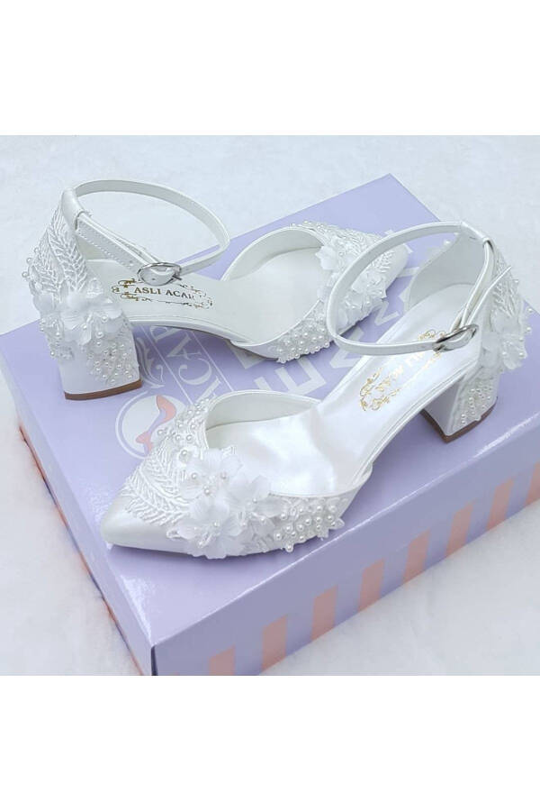 6.5 Cm Heeled Lace Design Comfortable Stiletto Bridal Shoes Aslı Acar - 6