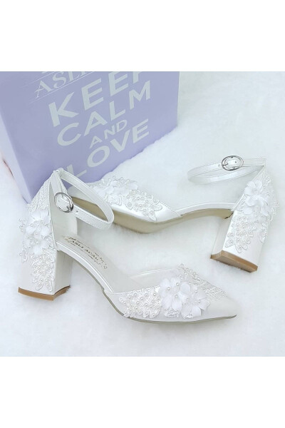 6.5 Cm Heeled Lace Design Comfortable Stiletto Bridal Shoes Aslı Acar - 7