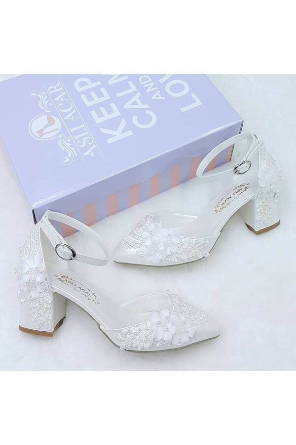 6.5 Cm Heeled Lace Design Comfortable Stiletto Bridal Shoes Aslı Acar - 4