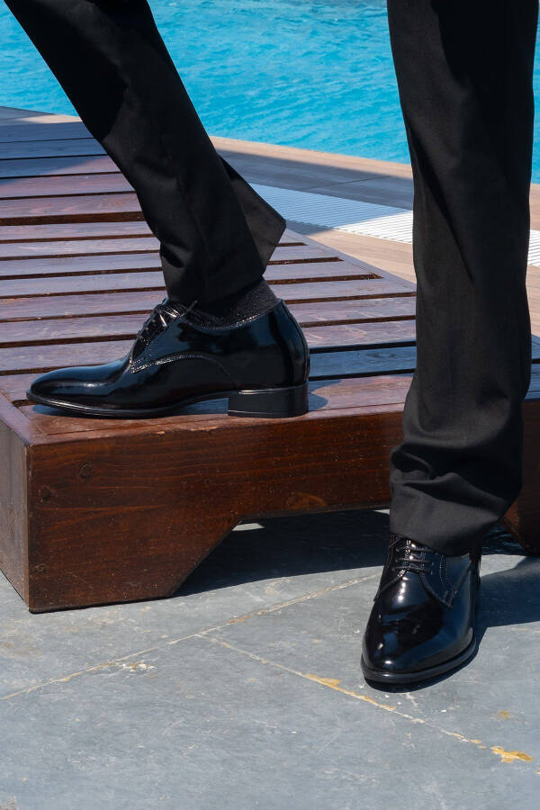 7/ 9 Cm Height Increasing Hidden Heel Handmade Accessory Oxford Patent Leather Men's Shoes Groom Shoes - 11