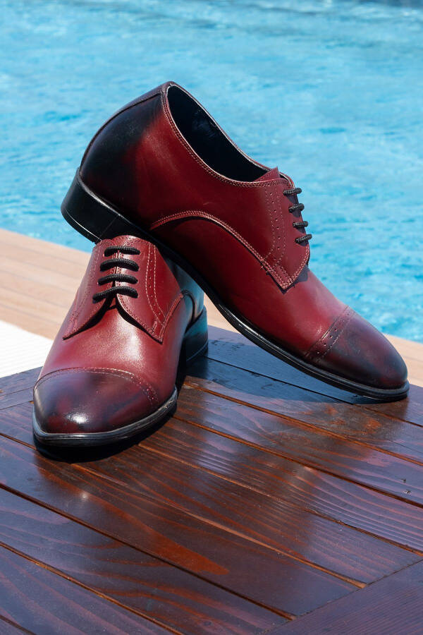 7/ 9 Cm Height Increasing Hidden Heel Handmade Burgundy Oxford Shoes Groom Shoes - 1