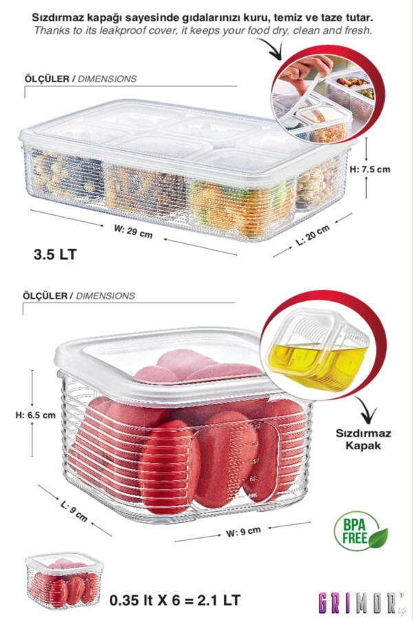 7 Piece Airtight Leakproof Storage Container Set - Breakfast Picnic Set - Freezer and Microwave Safe - 16