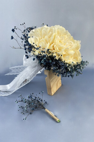 7 Star Bridal Bouquet with Blue Satin Ribbon - 18