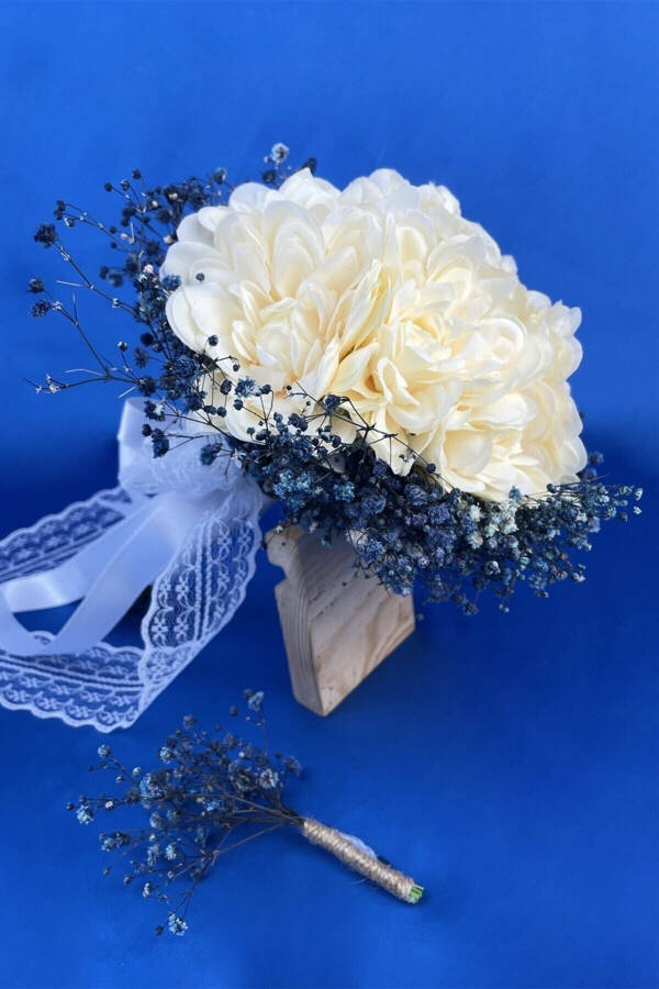 7 Star Bridal Bouquet with Blue Satin Ribbon - 19