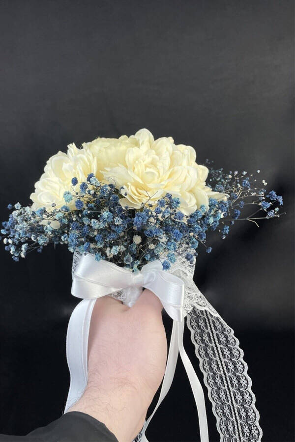 7 Star Bridal Bouquet with Blue Satin Ribbon - 20