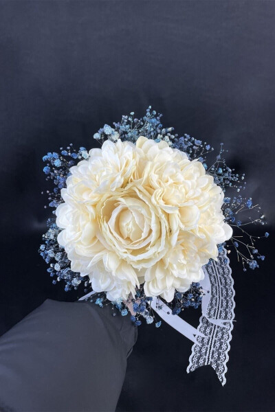 7 Star Bridal Bouquet with Blue Satin Ribbon - 21