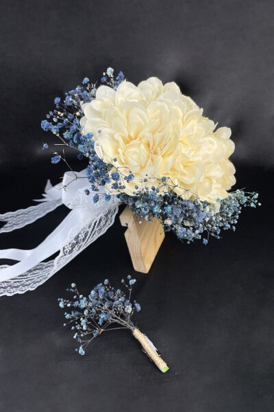 7 Star Bridal Bouquet with Blue Satin Ribbon - 23