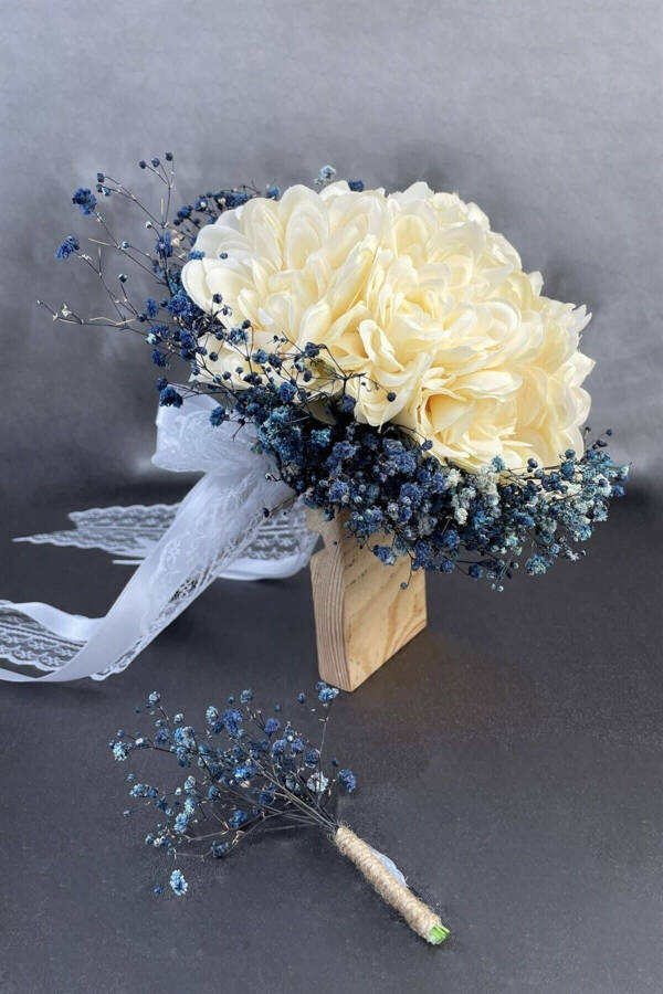 7 Star Bridal Bouquet with Blue Satin Ribbon - 16