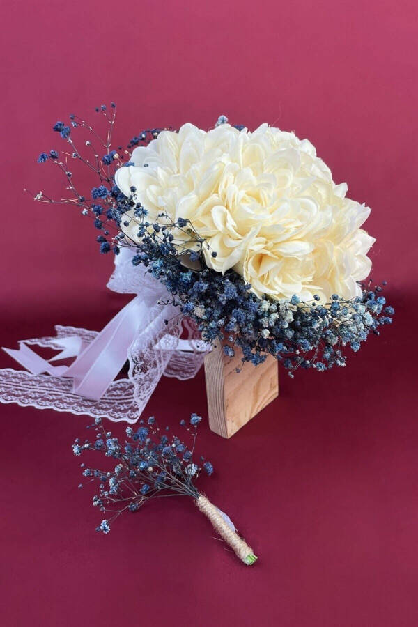 7 Star Bridal Bouquet with Blue Satin Ribbon - 6