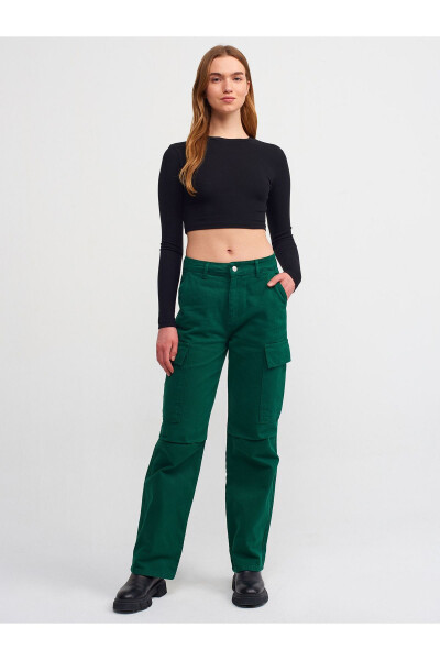 70828 Cargo Pocket Patchwork Denim Pants - Green - 9