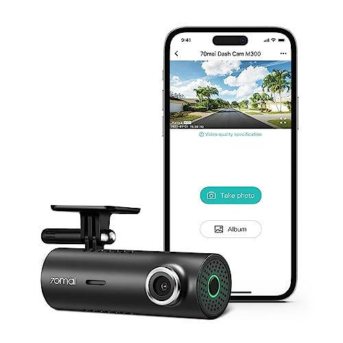 70mai Dash Cam M300, 1296P QHD, Arabalar İçin Dahili WiFi Akıllı Gösterge Kamerası, 140° Geniş Açı FOV, WDR, Gece Görüşü, iOS/Android Mobil Uygulama - 1