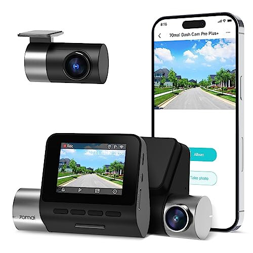 70mai True 2.7K 1944P Ultra Full HD Dash Cam A500S, Передняя и задняя, Встроенный WiFi GPS Smart Dash Camera для автомобилей, ADAS, Sony IMX335, 2'' IPS LCD экран, WDR, Ночное видение - 1