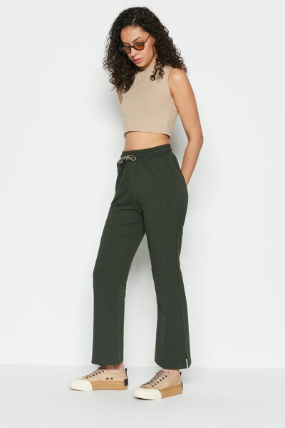 741 Khaki Jogger Pants with Spanish Leg - 1