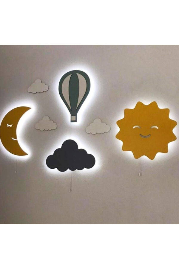 7pcs Moon Sun Balloon Cloud Night Light Children's Room Baby Room Decorative Led Lighting Set - 1