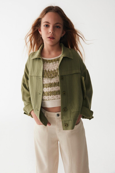 8-14 Years Terracotta Soldiers Girl's Design Jacket - Khaki - 7