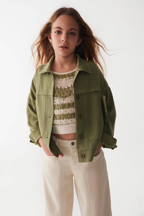 8-14 Years Terracotta Soldiers Girl's Design Jacket - Khaki - 4