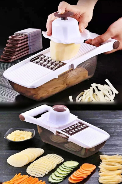 8 Blade Vegetable Potato Grater Mandoline Slicer with Container Luxury Dicer Grater Set - 1