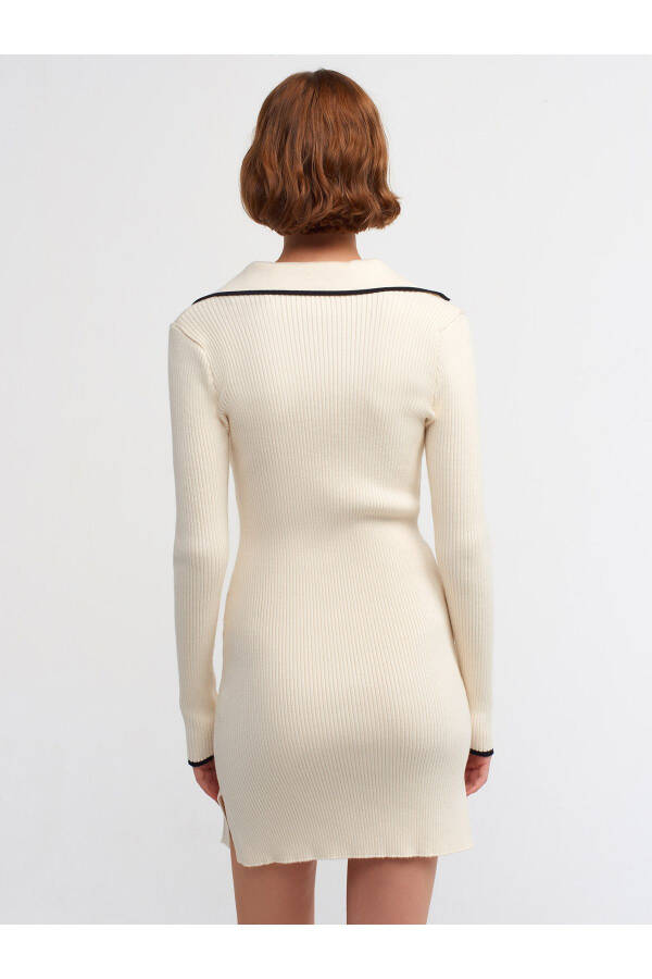 90159 Polo Neck Knit Dress - Cream - Black - 18