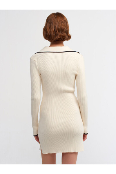 90159 Polo Neck Knit Dress - Cream - Black - 10