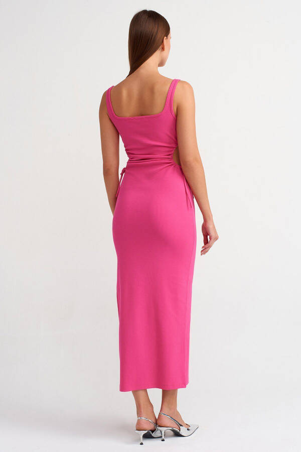 9094 Long Dress with Window Detail - Fuchsia - 2