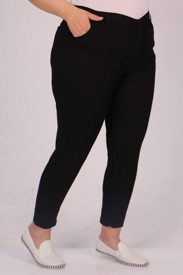 9183-8 Plus Size Skinny Long Leg Summer Denim Pants - Black - 1