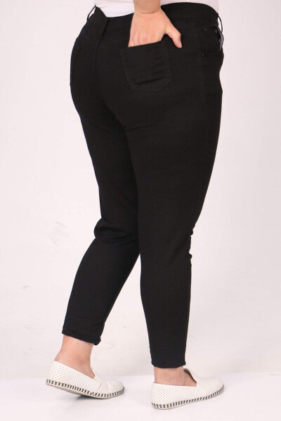 9183-8 Plus Size Skinny Long Leg Summer Denim Pants - Black - 3