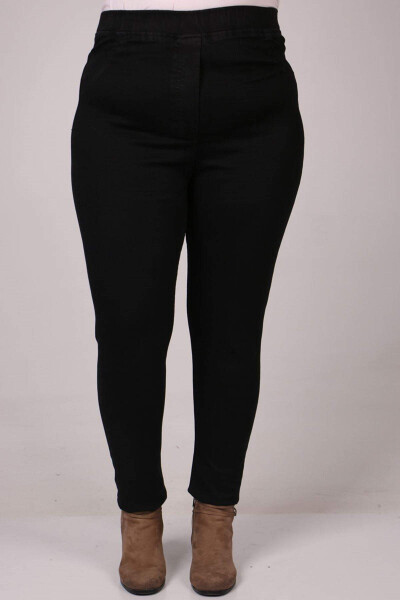 9184-2 Plus Size Elastic Waist Skinny Jeans - Black - 1