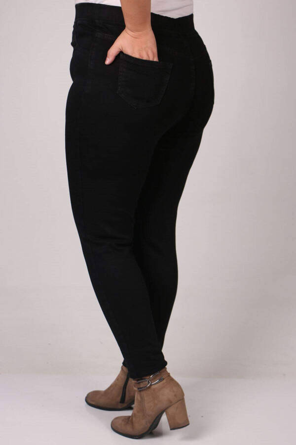 9184-2 Plus Size Elastic Waist Skinny Jeans - Black - 3