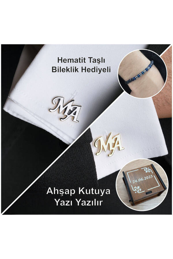 925 Sterling Silver 2 Letter Cufflinks Gold Plated Groom Gift Personalized - 7