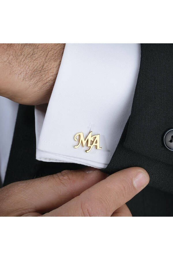 925 Sterling Silver 2 Letter Cufflinks Gold Plated Groom Gift Personalized - 9