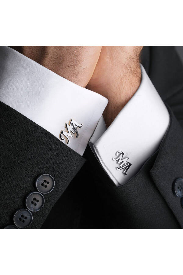 925 Sterling Silver 2 Letter Cufflinks Gold Plated Groom Gift Personalized - 10