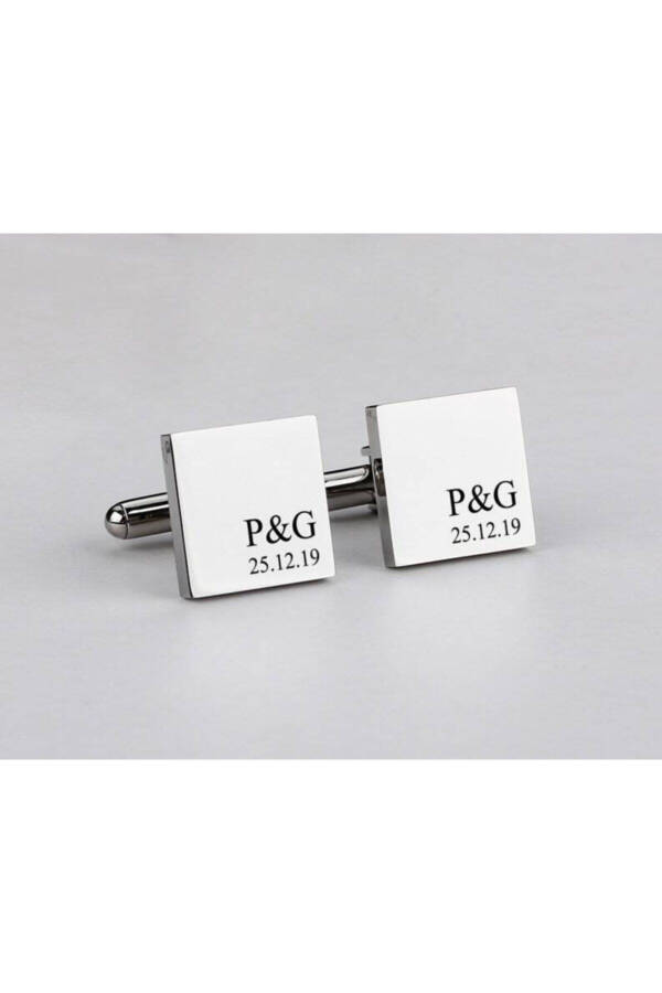 925 Sterling Silver Letter Date Cufflinks - 1