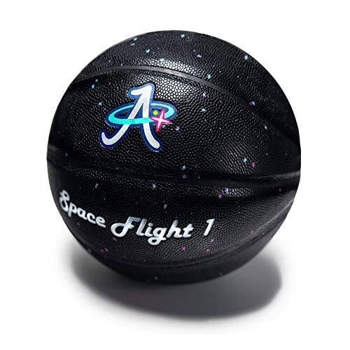 A Plus Collectibles Space Flight 1 Official Basketball, Leather Game Ball; Indoor/Outdoor Court, Size 7, 29.5