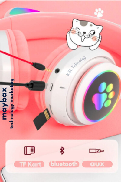 A Quality Vilya Cat Ear Detailed Compatible Bluetooth Wireless Headphones for Kids Gamer - 19