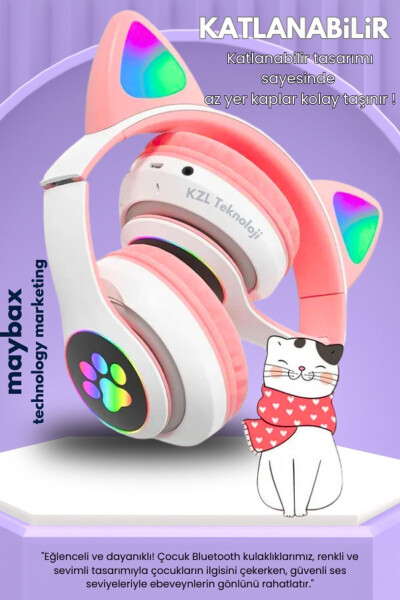 A Quality Vilya Cat Ear Detailed Compatible Bluetooth Wireless Headphones for Kids Gamer - 15