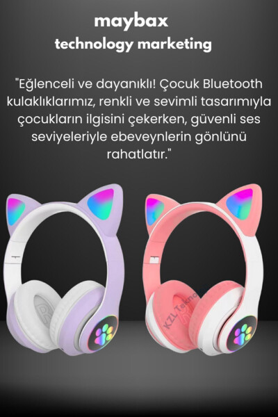 A Quality Vilya Cat Ear Detailed Compatible Bluetooth Wireless Headphones for Kids Gamer - 8