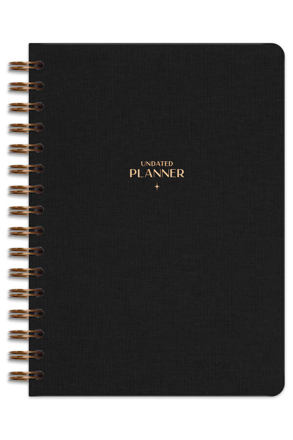 A5 Spiral Bound Linen Perpetual Planner Agenda Black - 4