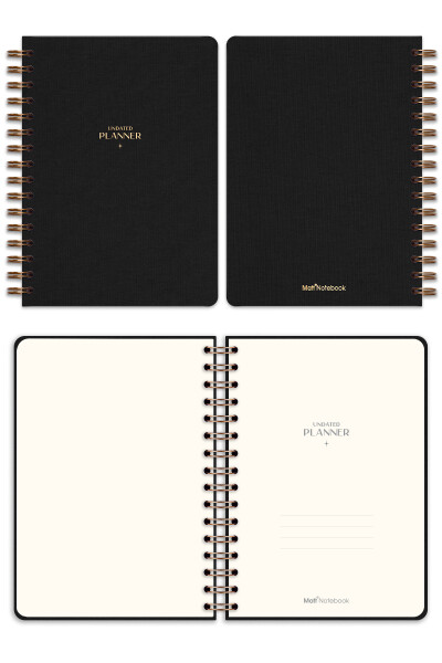 A5 Spiral Bound Linen Perpetual Planner Agenda Black - 5