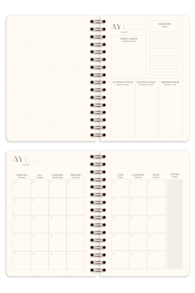 A5 Spiral Bound Linen Perpetual Planner Agenda Black - 7