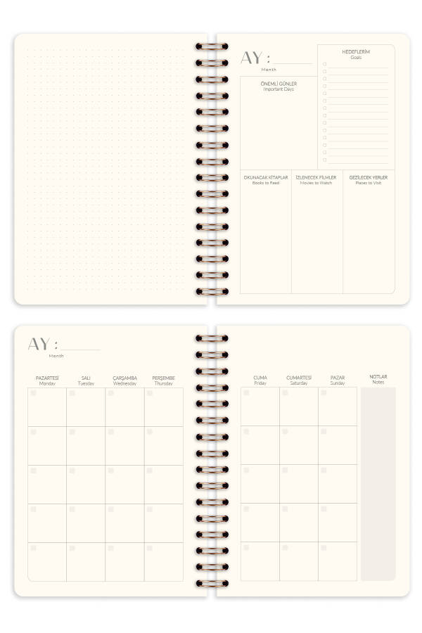 A5 Spiral Bound Linen Perpetual Planner Agenda Black - 7